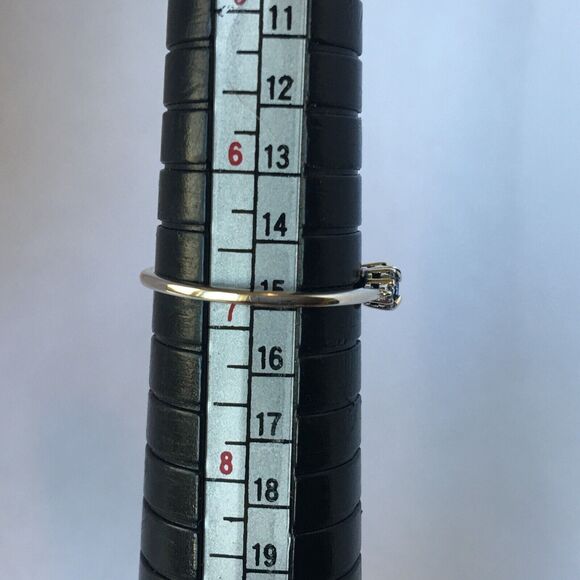 Sterling Silver Promise Ring Simulated Blue Topaz Cubic Zirconia Size 6.75 - Picture 5 of 16